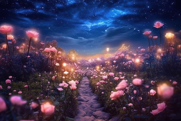 A path through the flowers