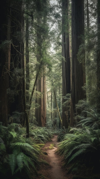 A path through the redwoods in the redwoods