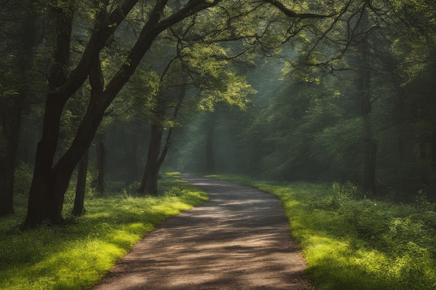 path with trees on a summer day path with trees on a summer day road in the green forest