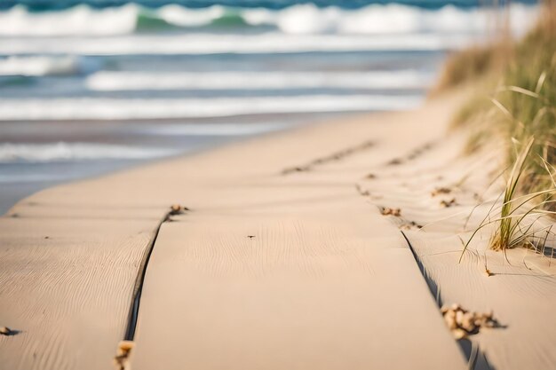 모래에 "바다"라는 단어가 새겨진 길.