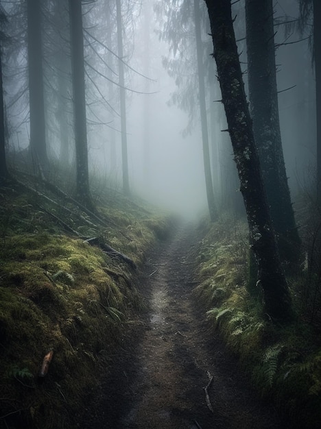 A path in the woods with the word forest on it