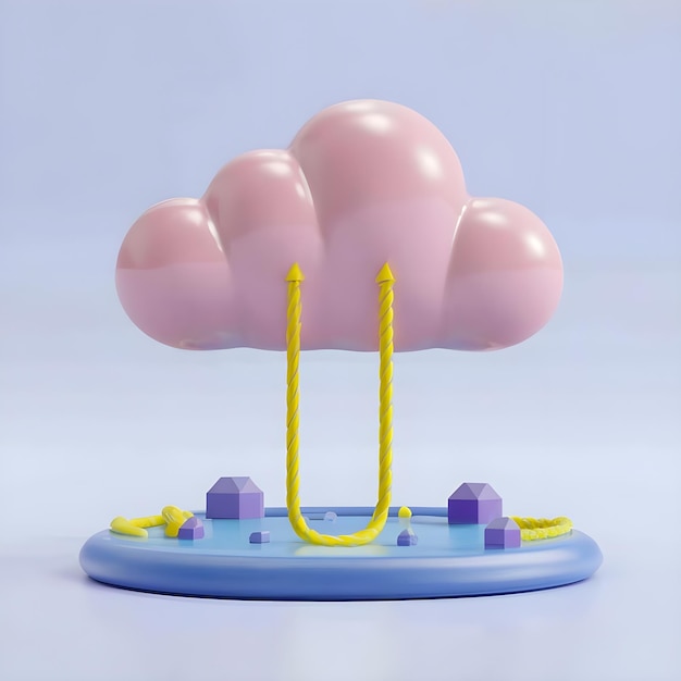 Foto il percorso per la tua nuvola da sogno in 3d con stile minimale