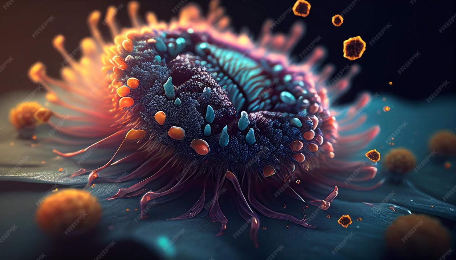 Premium photo | pathogenic bacteria and viruses microscopic microbes