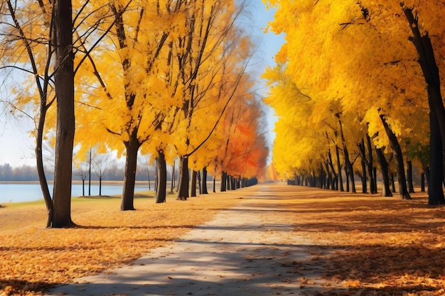 Pathway between the autumn trees