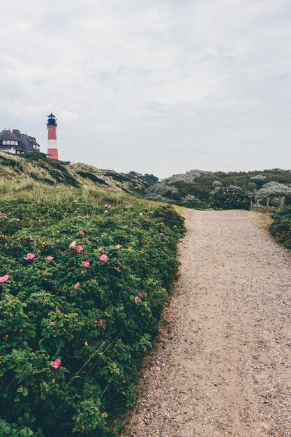 Photo pathway leading to lighthouse against the sky