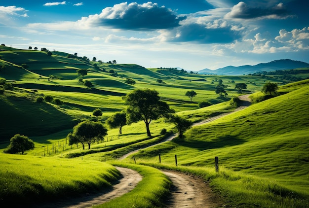 pathway through the grassy landscape