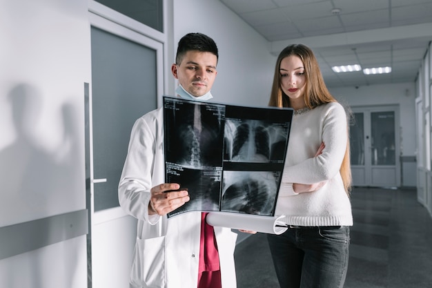 Photo patient and doctor with x-ray shot