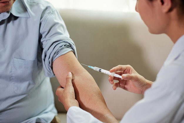 Patient getting an injection