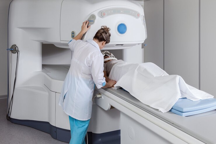 The patient goes tomography of the head.