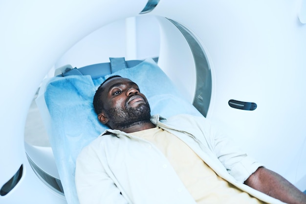 Patient moving into MRI scanner