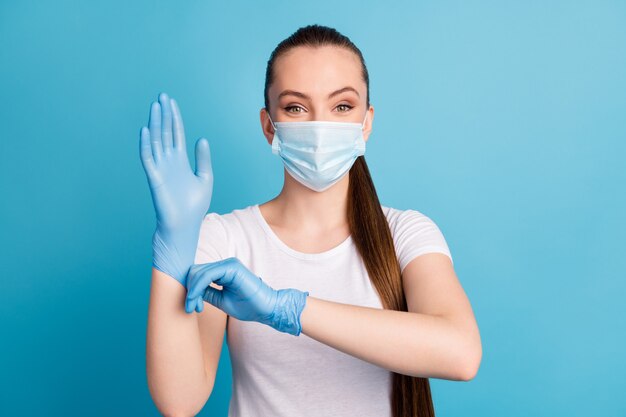 patient protective lady wear medical mask