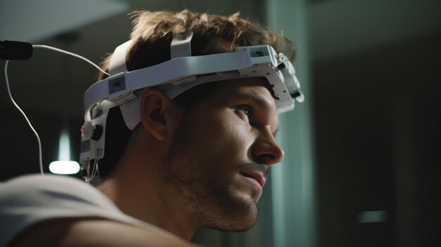 A patient in a rehabilitation center working hard on their physiotherapy exercises a determined look on their face