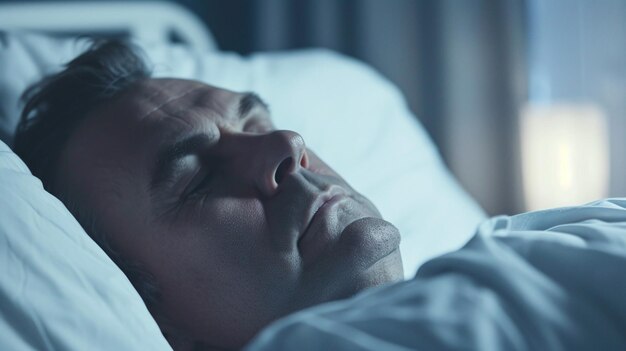 Photo patient resting comfortably in hospital bed