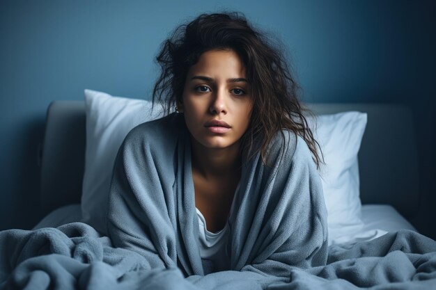 Patient showing signs of despair in a hospital room isolated on a gradient background