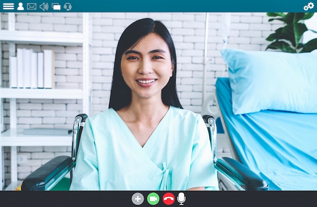 Patient talking on video call for telemedicine service