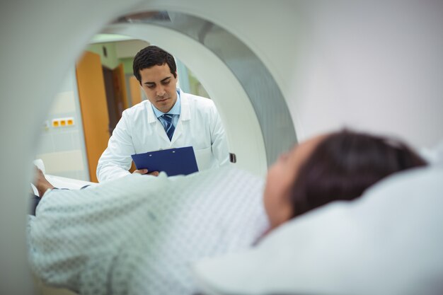 Patient undergoing CT scan test