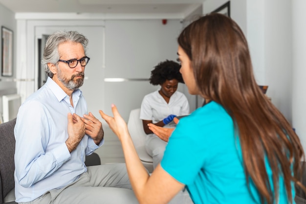 Patient visits doctor at the hospital. medical healthcare and doctor staff service.