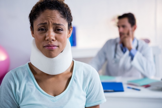 Patient with a cervical collar