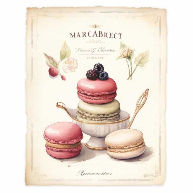 Patisserie Delights 3x5 Recipe Card for Irresistible Macaroons