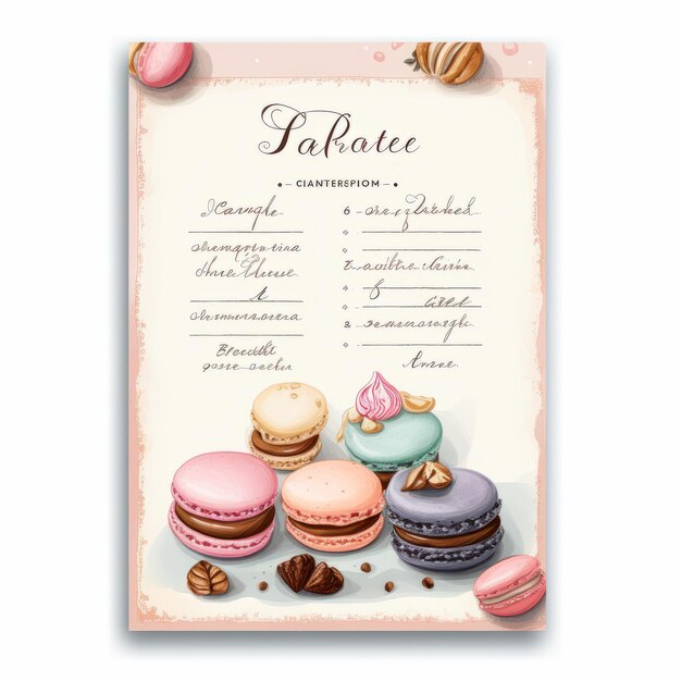 Patisserie Perfection Master the Art of Macaroons on a 3x5 Recipe Card