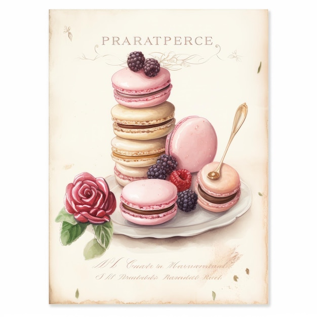 Patisserie Perfection A Scrumptious Journey with 3x5 Recipe Card and Macaroons