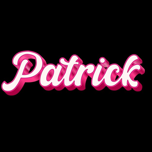 Photo patrick typography 3d design pink black white background photo jpg