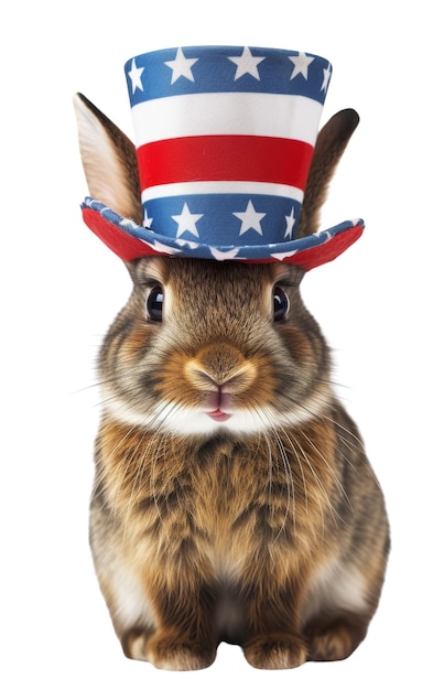 Photo patriot animal wearing a us uncle sam hat isolated on white transparent usa presidential election