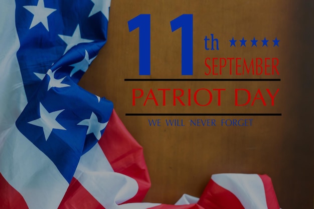 patriot day illustration. We will newer forget 9 11 patriotic illustration with american flag. High quality photo