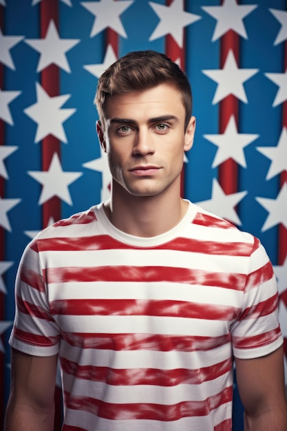 Patriot's Day modern expression style clothes with American flag on blue background 11 september