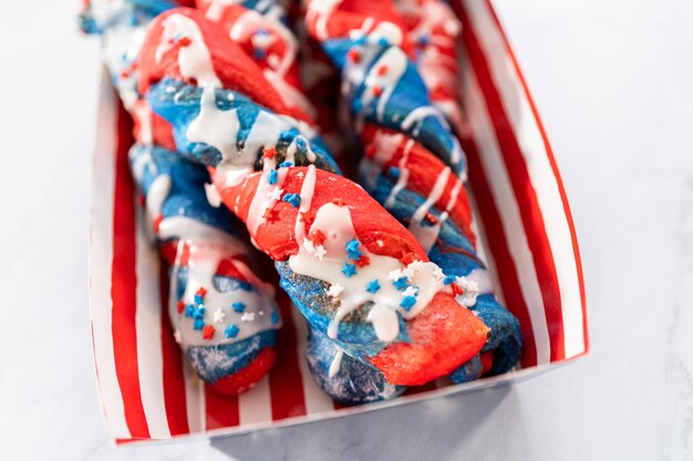 Patriotic cinnamon twists