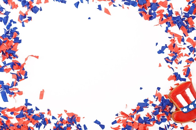 Patriotic confetti background of 4th of July