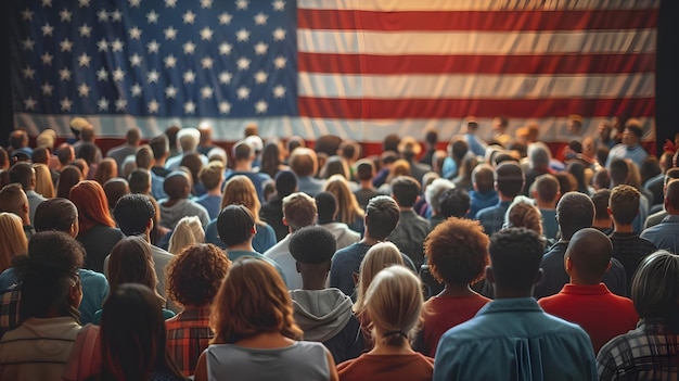 写真 アメリカの民主主義と選挙のための愛国的な群衆の集会