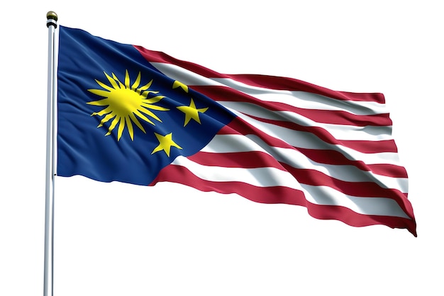 Patriotic display of a vibrant malaysian flag waving in the breeze vivid colors national symbol suitable for various designs AI