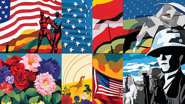 Patriotic Illustrations in Tribute to Memorial Day