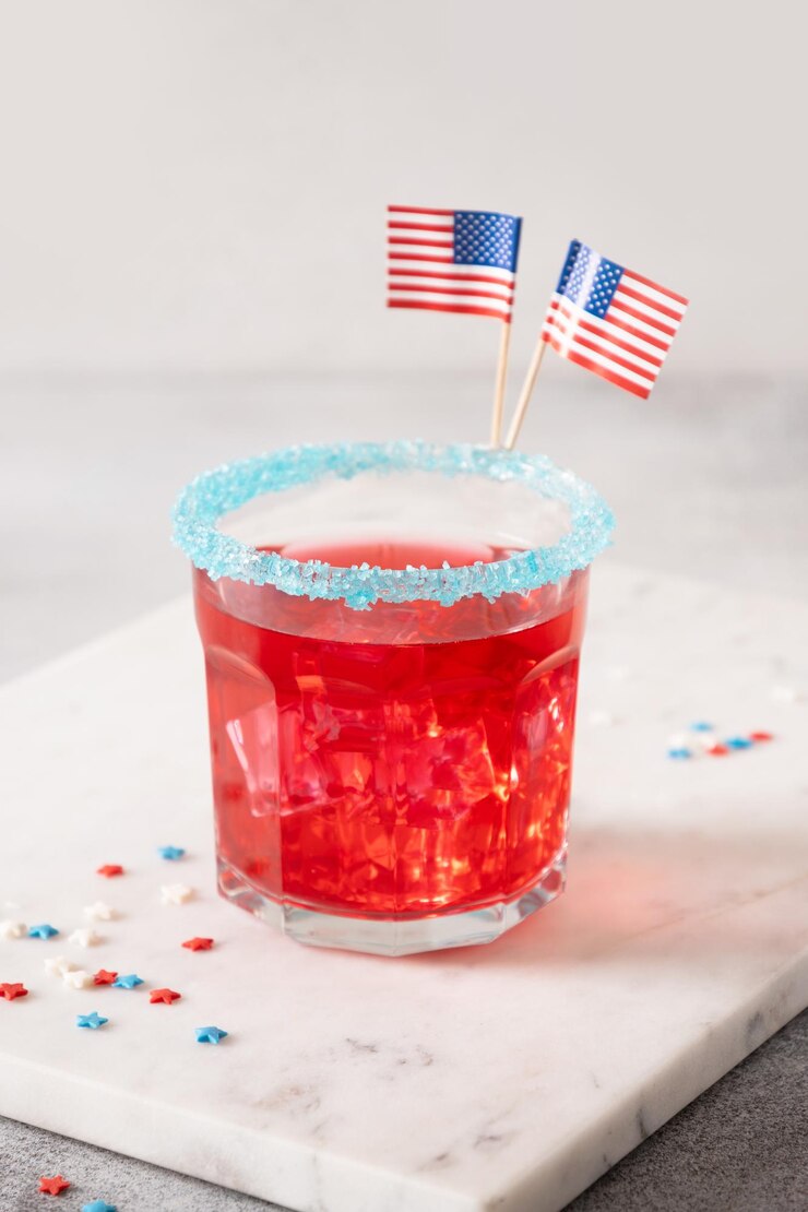 Patriotic red pomegranate margarita for July 4th