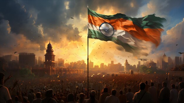 патриотический дух Дня Республики Индии с гиперреалистичным изображением, подчеркивающим торжественность