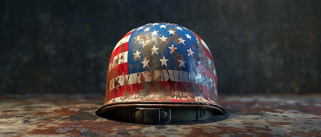 Photo patriotic vintage military helmet