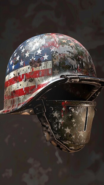 Photo patriotic vintage military helmet