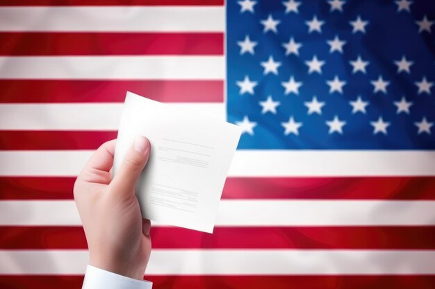 Photo patriotic voting usa flag backdrop