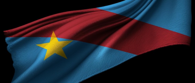 Photo patriotic waves flag of the democratic republic of congo in a proud display