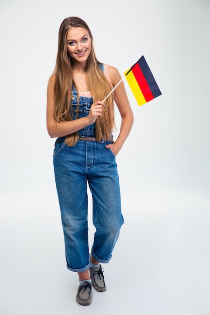 Patriotic woman holding germany flag