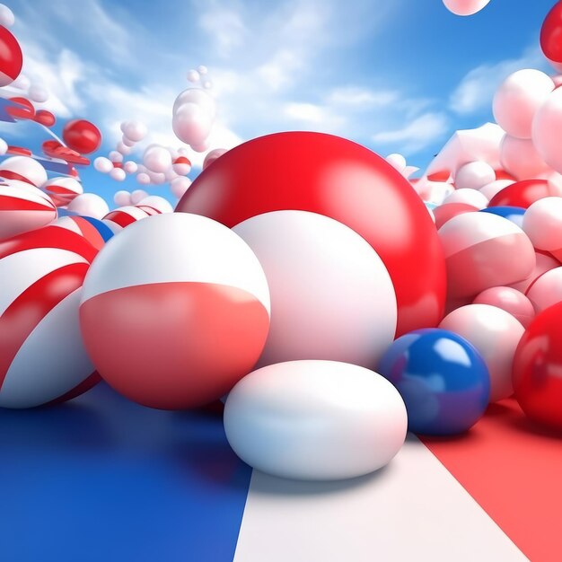 Patriottische Rode Witte en Blauwe 3D Abstracte Achtergrond