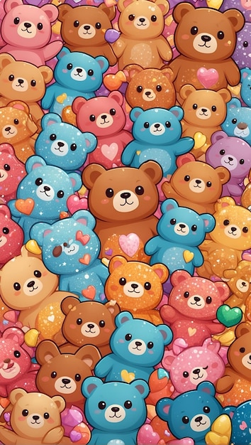 Patron de oso lindo vista superior ilustracion infantil colores vibrantes (Patron van het mooie uitzicht, uitstekende illustratie voor kinderen, levendige kleuren)