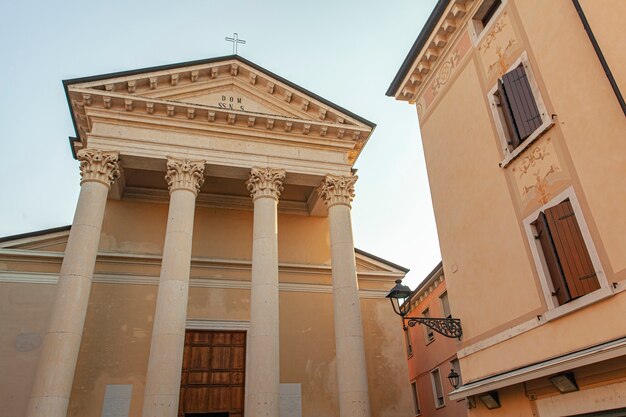 Patronale church in Bardolino city center in Italy at sunset