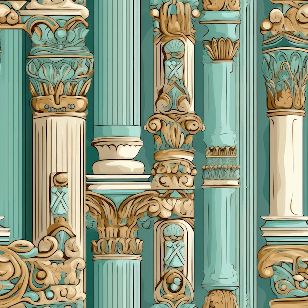 Foto patronen geïnspireerd op verschillende soorten architecturale kolommen en kapitelen