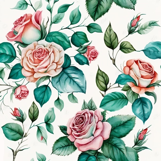 patroon bloemen roos aquarel