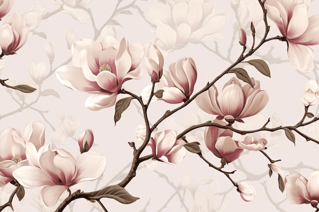 Patroon bloemen roze voorjaarsontwerp bloesem decoratieve kunst vintage naadloze retro behang bloem