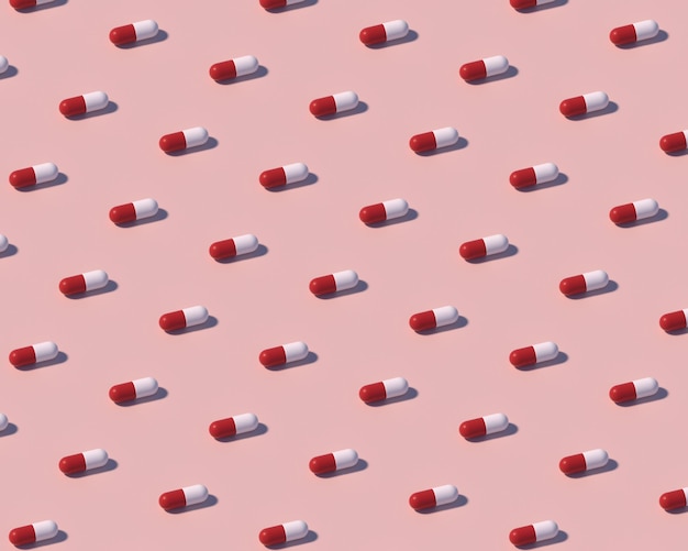 Patroon gemaakt met medicijnpillen op een pastelkleurige lichte achtergrond kleur medicijnen en farmacie creatieve concepten trendy kleuren