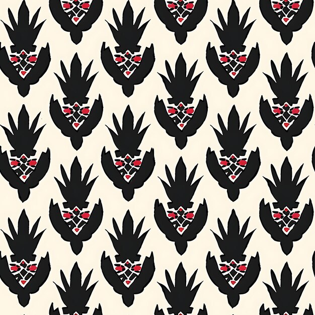 Patroon Guanabana met hartvormig silhouet en tropisch ontwerp W Tile Naadloze Art Tattoo Ink