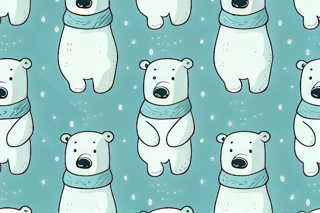 Patroon ijsbeer met een sjaal Generatieve AI Generatieve AI